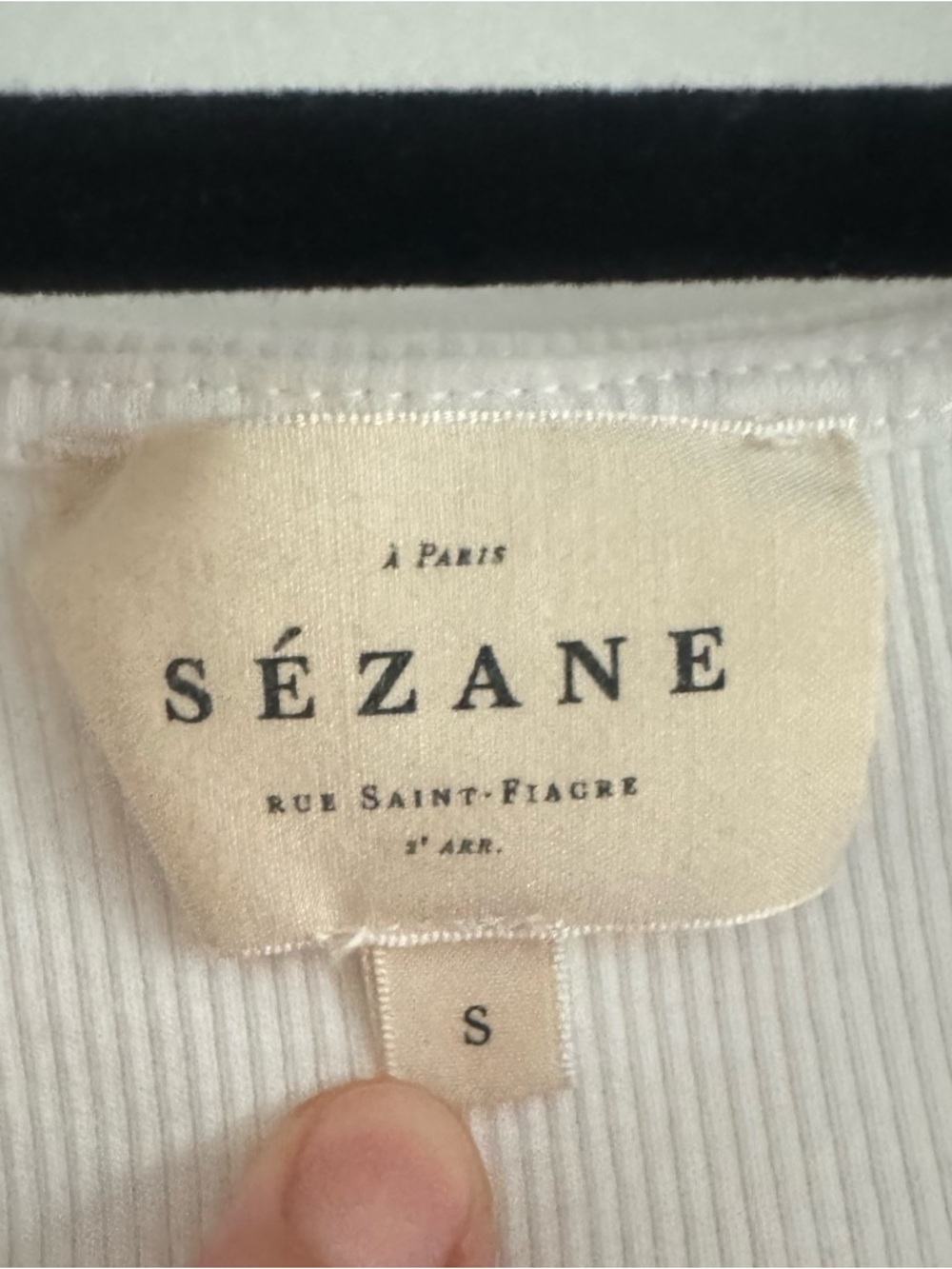 Sezane White Ribbed Henley Short Sleeve Top - Picture 7 of 7